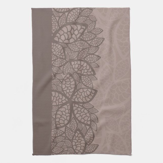 Leaf pattern border and background towel (Vertical)