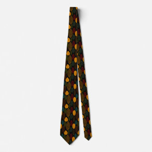 Leaf Pattern - Colors 03 on Black Neck Tie