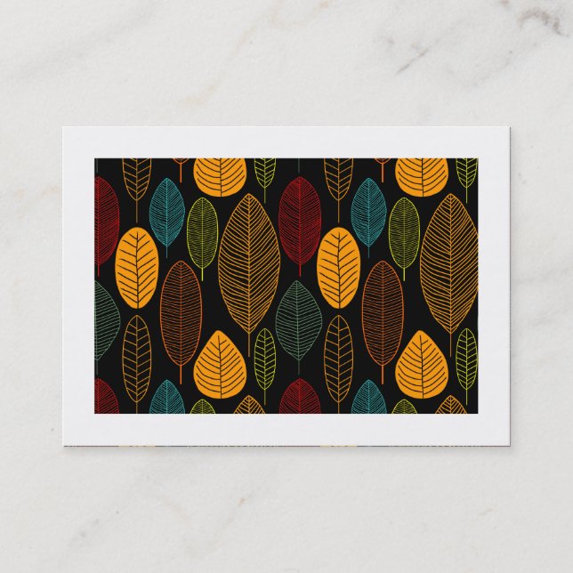 Leaf Pattern - Colors (Bordered) Business Card (Front)