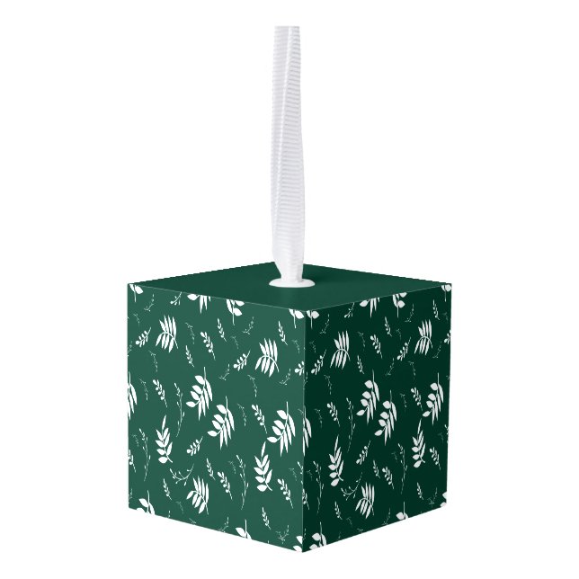 leaf pattern cube ornament (Back Angled)