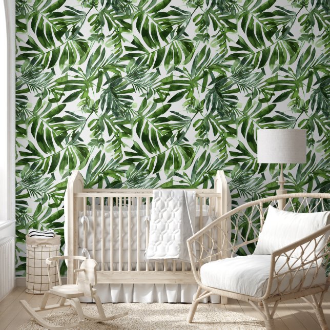 Leaf pattern evergreen botanical jungle forest  wallpaper  (Kids)