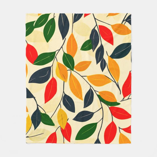 Leaf Pattern Fleece Blanket (Front)