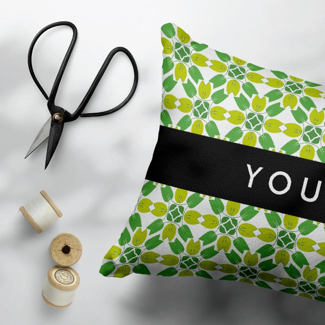 Leaf Pattern, Green Leaves, Your Name Accent Pillow (Creator Uploaded)