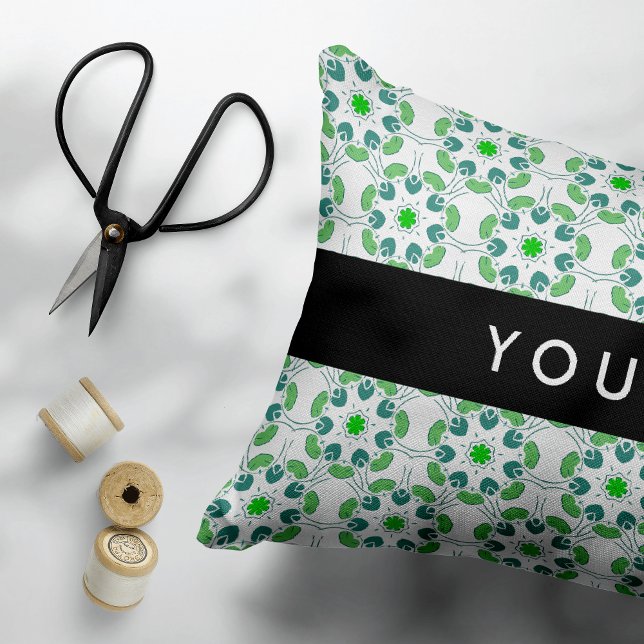 Leaf Pattern, Green Leaves, Your Name Accent Pillow (Creator Uploaded)