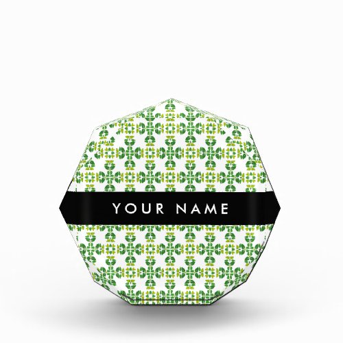 Leaf Pattern Green Leaves Your Name Acrylic Award