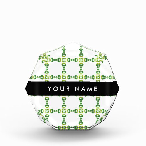 Leaf Pattern Green Leaves Your Name Acrylic Award