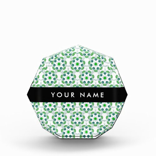 Leaf Pattern Green Leaves Your Name Acrylic Award