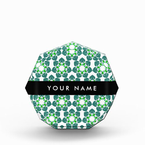 Leaf Pattern Green Leaves Your Name Acrylic Award