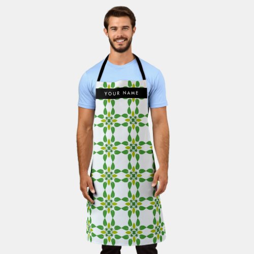 Leaf Pattern Green Leaves Your Name Apron