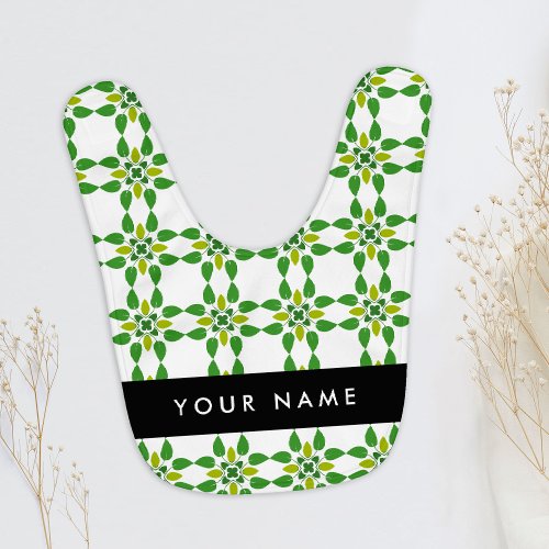 Leaf Pattern Green Leaves Your Name Baby Bib