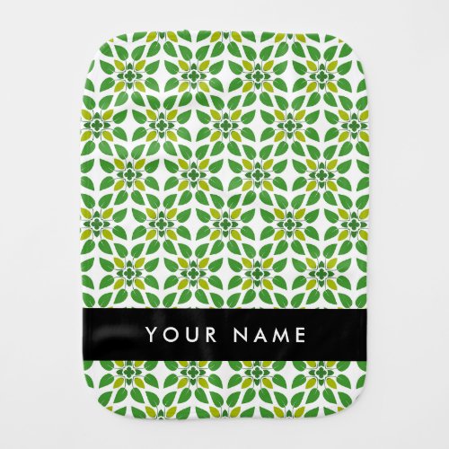 Leaf Pattern Green Leaves Your Name Baby Burp Cloth