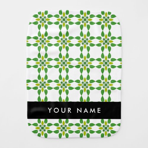 Leaf Pattern Green Leaves Your Name Baby Burp Cloth