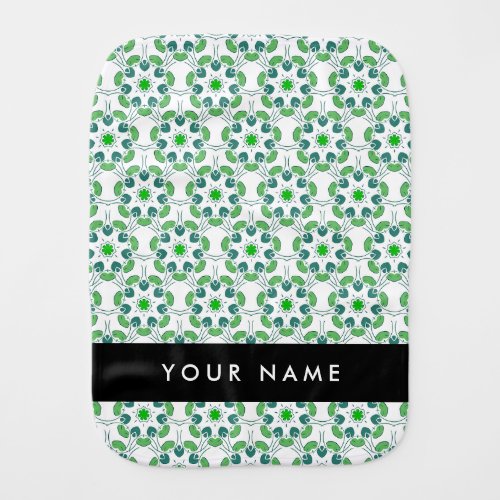 Leaf Pattern Green Leaves Your Name Baby Burp Cloth