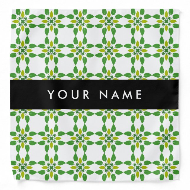 Leaf Pattern, Green Leaves, Your Name Bandana (Front)