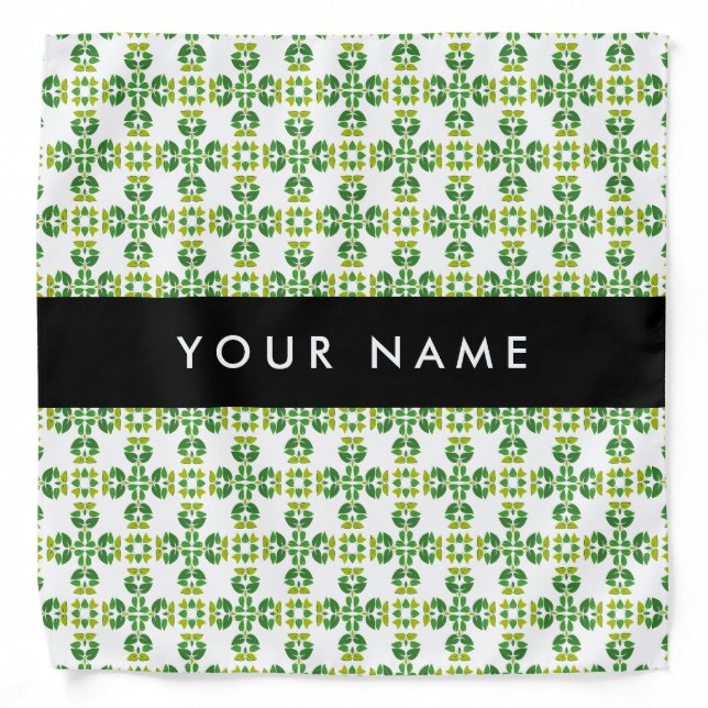 Leaf Pattern, Green Leaves, Your Name Bandana (Front)