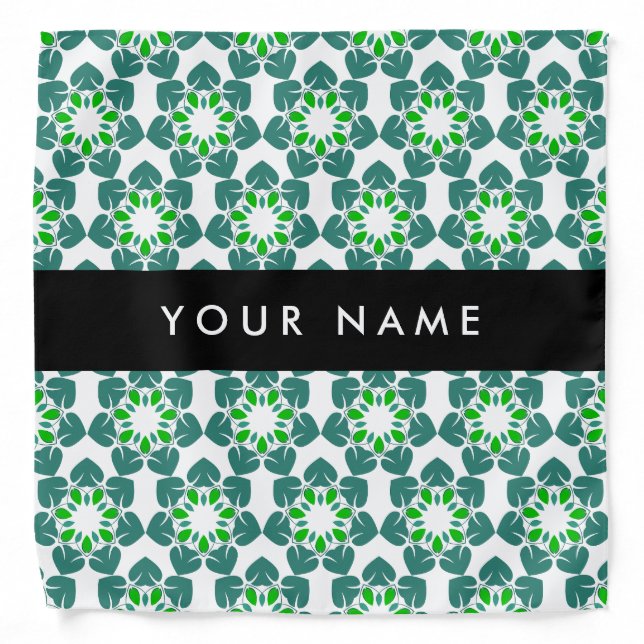 Leaf Pattern, Green Leaves, Your Name Bandana (Front)