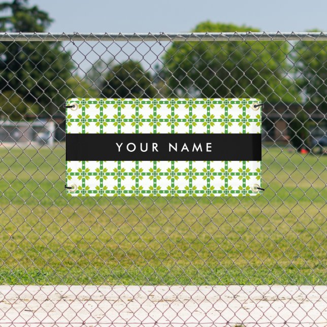 Leaf Pattern, Green Leaves, Your Name Banner (Insitu)