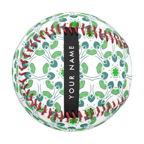 Leaf Pattern Green Leaves Your Name Baseball