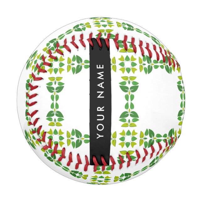 Leaf Pattern, Green Leaves, Your Name Baseball (Front Left)