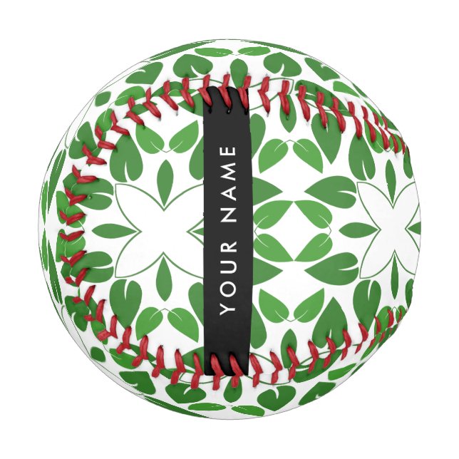 Leaf Pattern, Green Leaves, Your Name Baseball (Front Left)