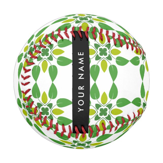 Leaf Pattern, Green Leaves, Your Name Baseball (Front Left)