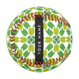Leaf Pattern, Green Leaves, Your Name Baseball