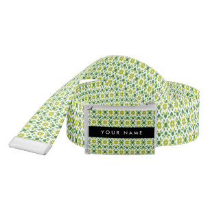 Leaf Pattern, Green Leaves, Your Name Belt