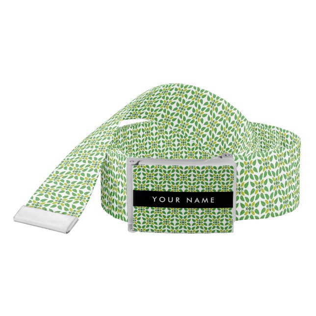 Leaf Pattern, Green Leaves, Your Name Belt (Snake)