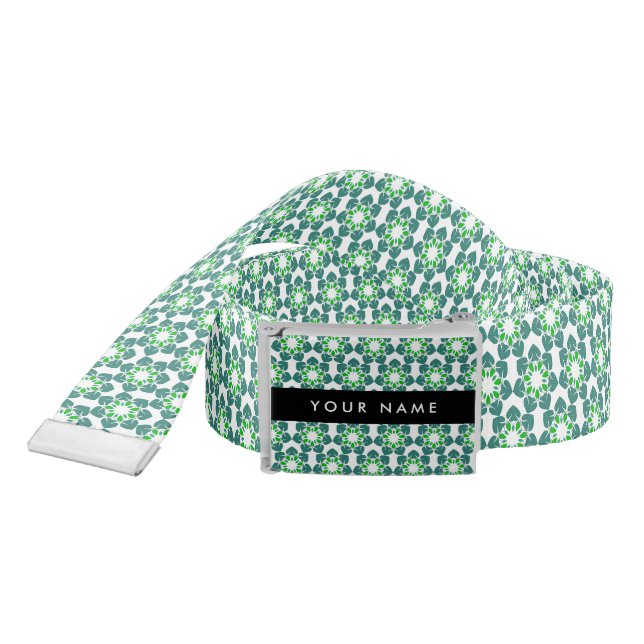 Leaf Pattern, Green Leaves, Your Name Belt (Snake)