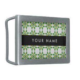 Leaf Pattern, Green Leaves, Your Name Belt Buckle