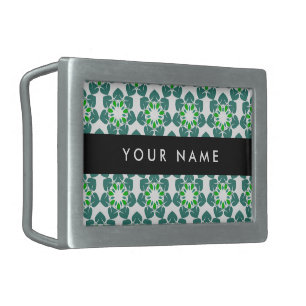 Leaf Pattern, Green Leaves, Your Name Belt Buckle