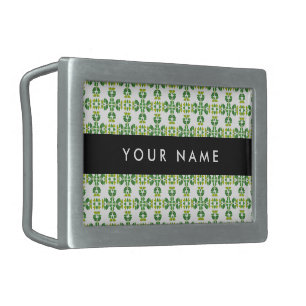Leaf Pattern, Green Leaves, Your Name Belt Buckle