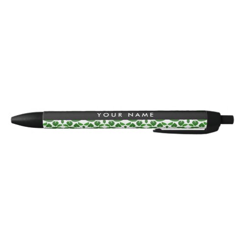 Leaf Pattern Green Leaves Your Name Black Ink Pen