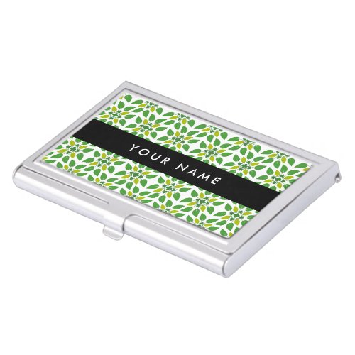 Leaf Pattern Green Leaves Your Name Business Card Case