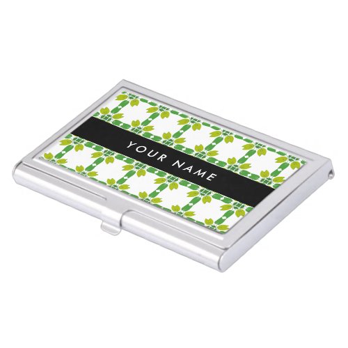 Leaf Pattern Green Leaves Your Name Business Card Case