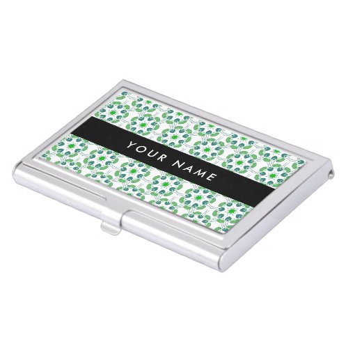 Leaf Pattern Green Leaves Your Name Business Card Case