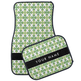 Leaf Pattern, Green Leaves, Your Name Car Floor Mat