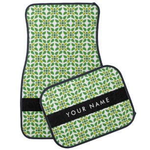 Leaf Pattern, Green Leaves, Your Name Car Floor Mat