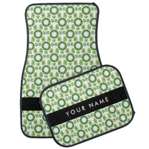 Leaf Pattern, Green Leaves, Your Name Car Floor Mat