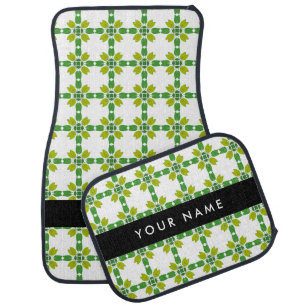 Leaf Pattern, Green Leaves, Your Name Car Floor Mat