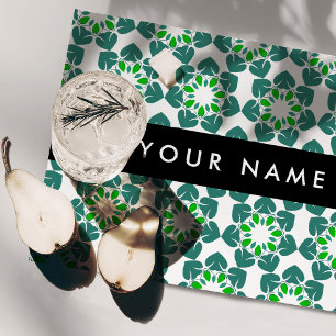 Leaf Pattern, Green Leaves, Your Name Cloth Placemat