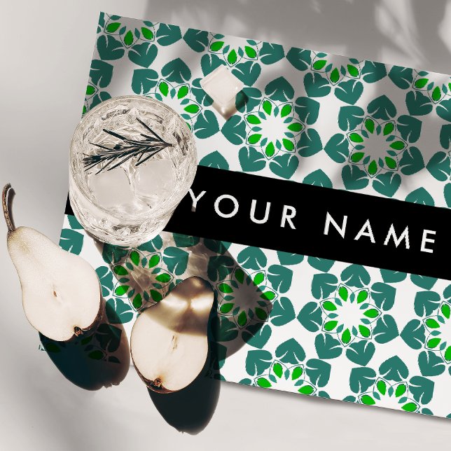 Leaf Pattern, Green Leaves, Your Name Cloth Placemat (Creator Uploaded)
