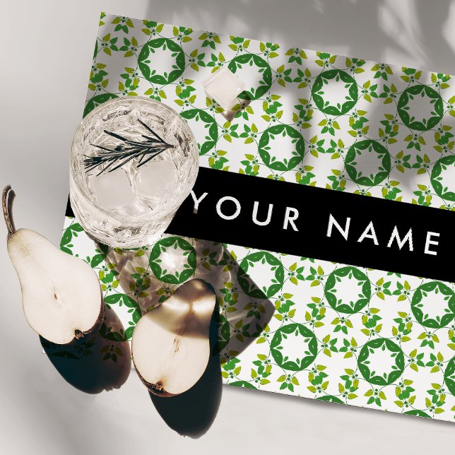 Leaf Pattern, Green Leaves, Your Name Cloth Placemat (Creator Uploaded)