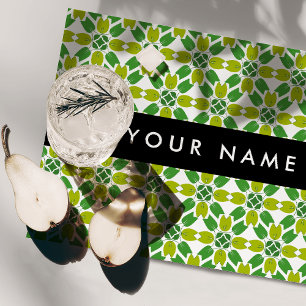 Leaf Pattern, Green Leaves, Your Name Cloth Placemat