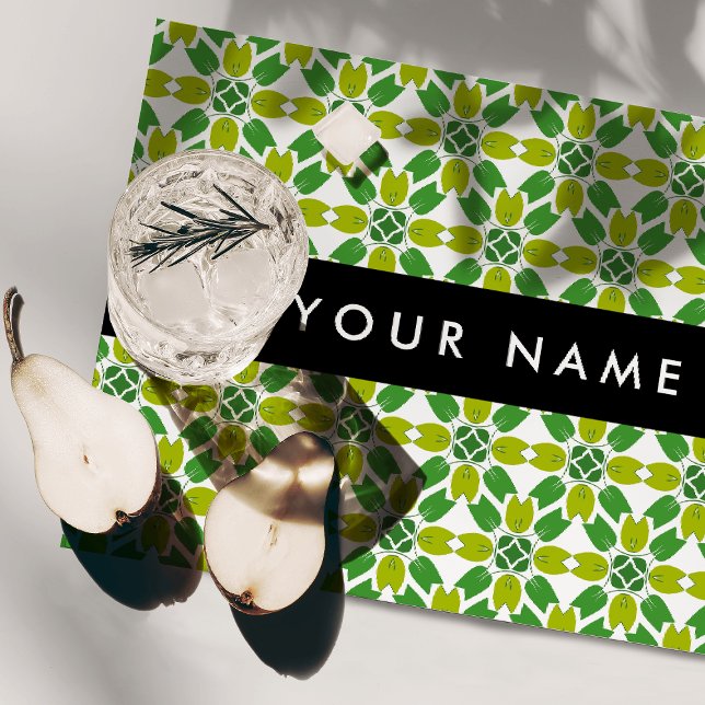 Leaf Pattern, Green Leaves, Your Name Cloth Placemat (Creator Uploaded)