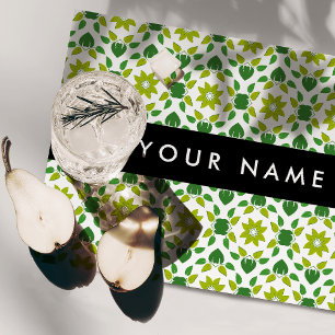 Leaf Pattern, Green Leaves, Your Name Cloth Placemat