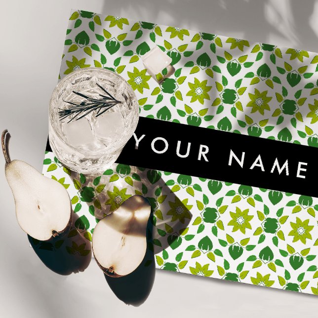 Leaf Pattern, Green Leaves, Your Name Cloth Placemat (Creator Uploaded)