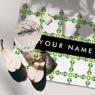 Leaf Pattern, Green Leaves, Your Name Cloth Placemat