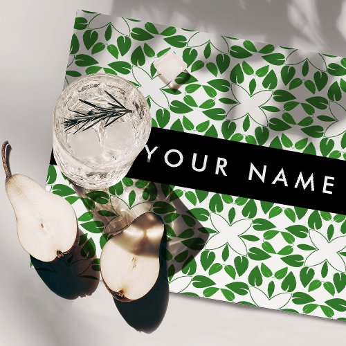 Leaf Pattern Green Leaves Your Name Cloth Placemat