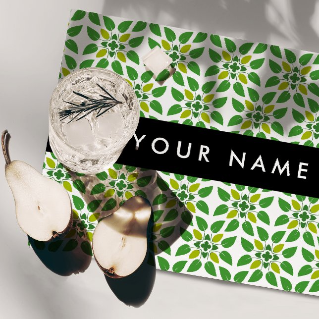Leaf Pattern, Green Leaves, Your Name Cloth Placemat (Creator Uploaded)